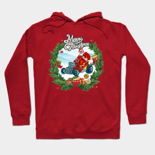 Santa driving A Hotrod Hoodie